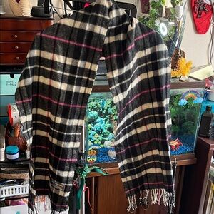 Charming Charlie Checkered Scarf in Black, White, and Pink